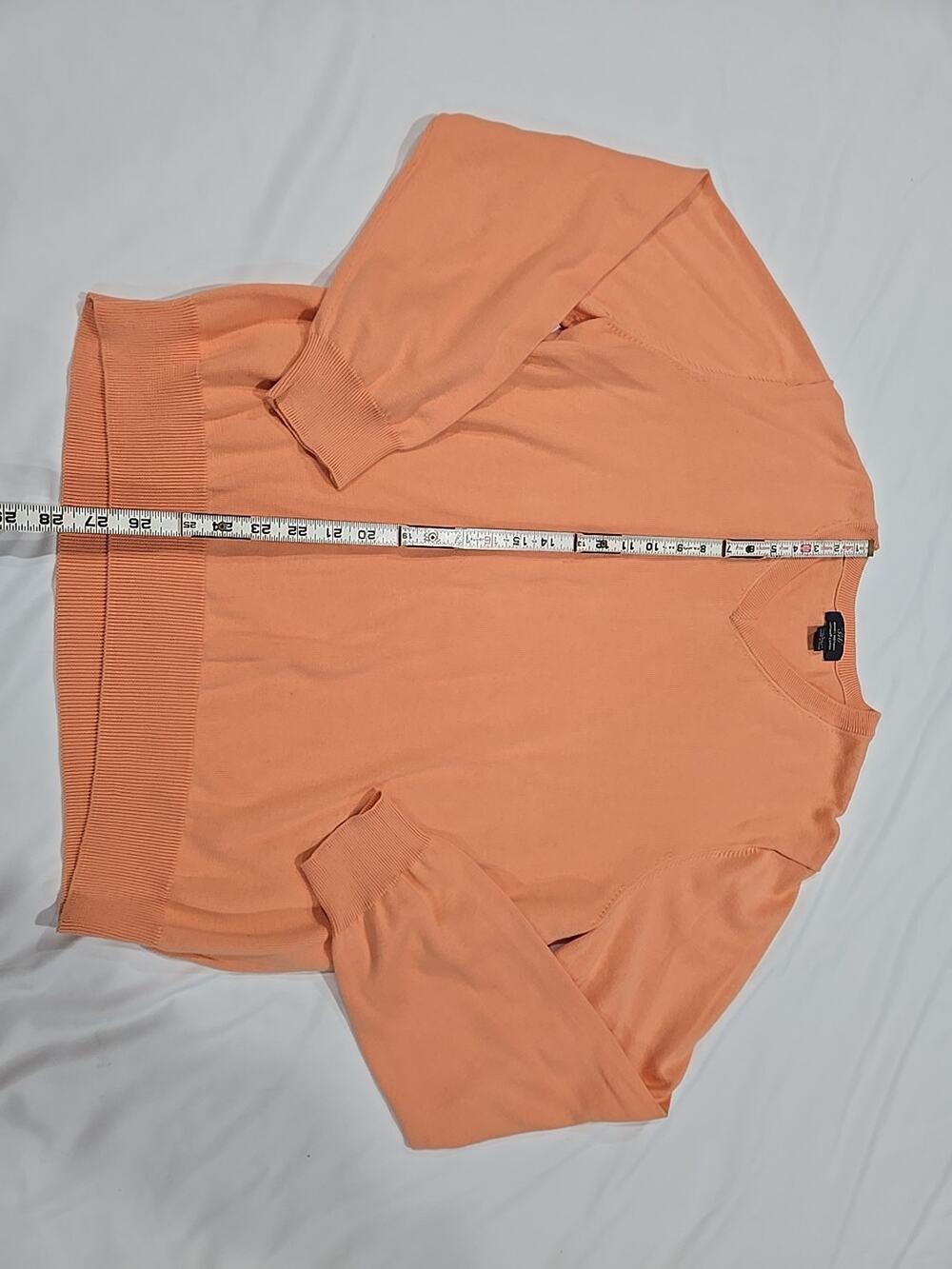 Brooks Brothers Mens V Neck 100% Supima Cotton Sweater Large Peach